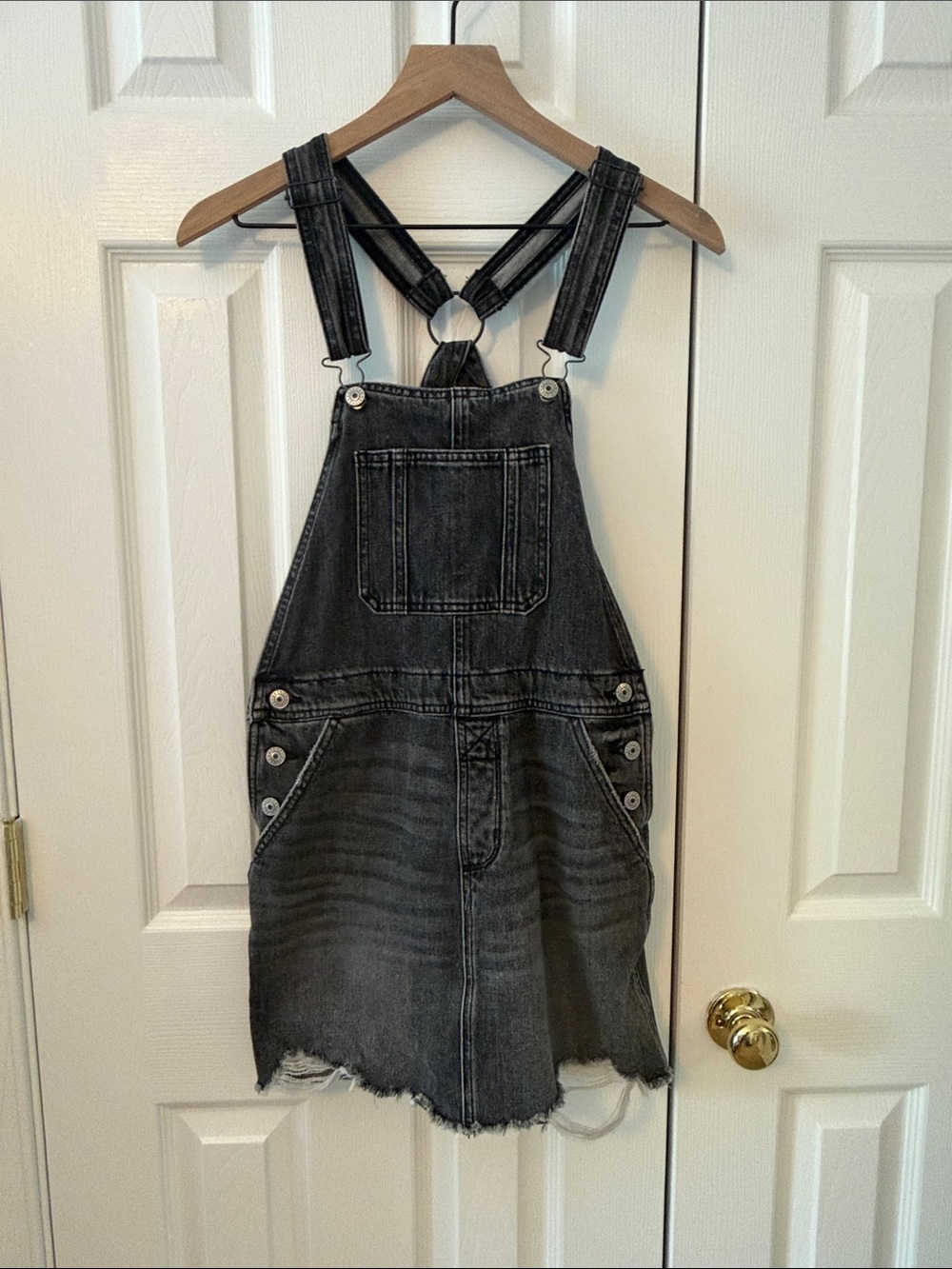 American Eagle Outfitters Black Washed Denim Overall Dress